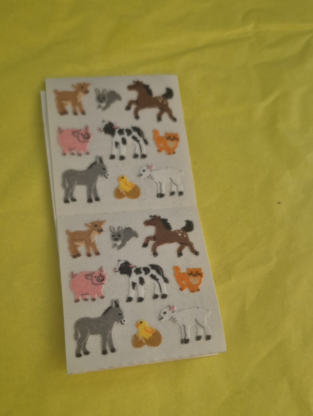 Farm Animal Felt Sticker Sheets - Yellow Background